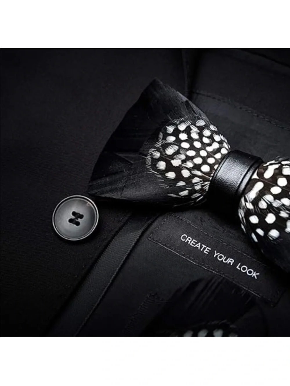 Men's Natural Feather Pre-Tied Bow tie & Lapel Pin